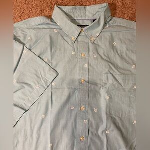 Chaps Easy Care Button Up Down Adult Mens Size 2XB (Big Tall) Blue Beach Shirt